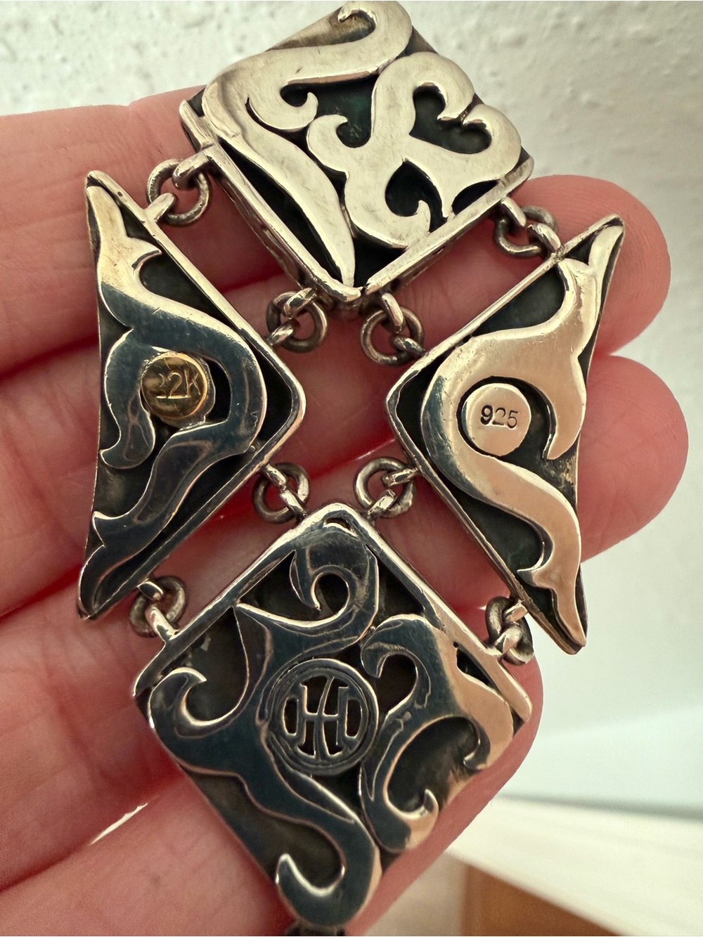 John Hardy sterling silver and 22k gold Dayak pendant - Picture 4 of 8